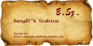 Benyák Szabina névjegykártya